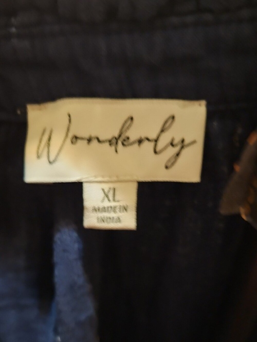 Wonderly Deep Blue Gauze Button-Front Peasant Top - Picture 5 of 6